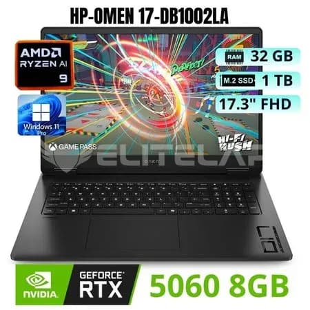 LAPTOP HP OMEN 17-DB1002LA AMD RYZEN AI 9 365 - 32GB RAM DDR5 1TB SSD NVIDIA RTX 5060 8GB 17.3" FHD 144HZ FREEDOS (CW4G9LA#ABM)